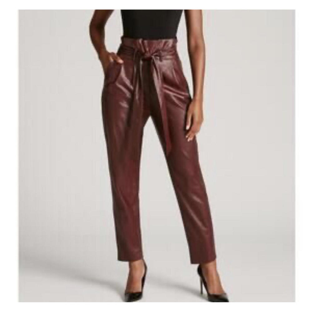 COMMANDO burgundy vegan leather wide leg crop pants sz S